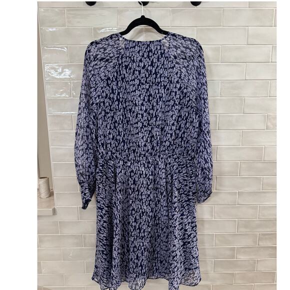 INC 1X Navy Floral Wrap Dress Long Sleeve V-Neck Belted Midi - Picture 3 of 3